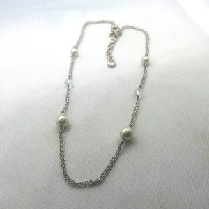 Brighton silver tone pearl and clear bead necklace
